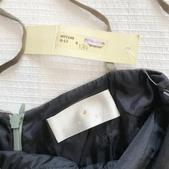 HELEN WANG VINTAGE BRIANNA SHIMMER OLIVE GREEN BRONZE SLEEVELESS MINI DRESS - Picture 6 of 8